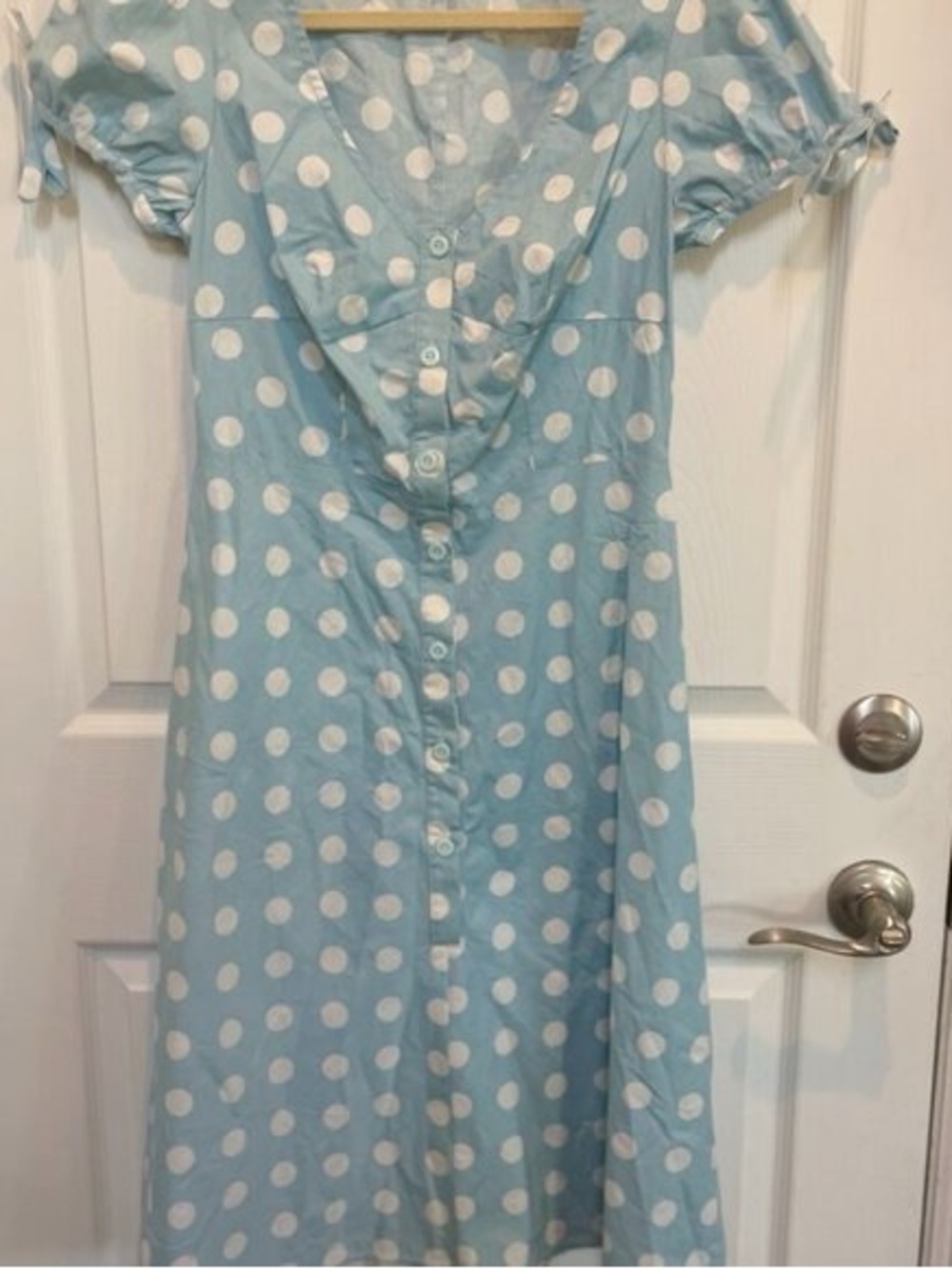 Unique Vinage Blue and White Polka Dot
Midi Dress Sz M #45